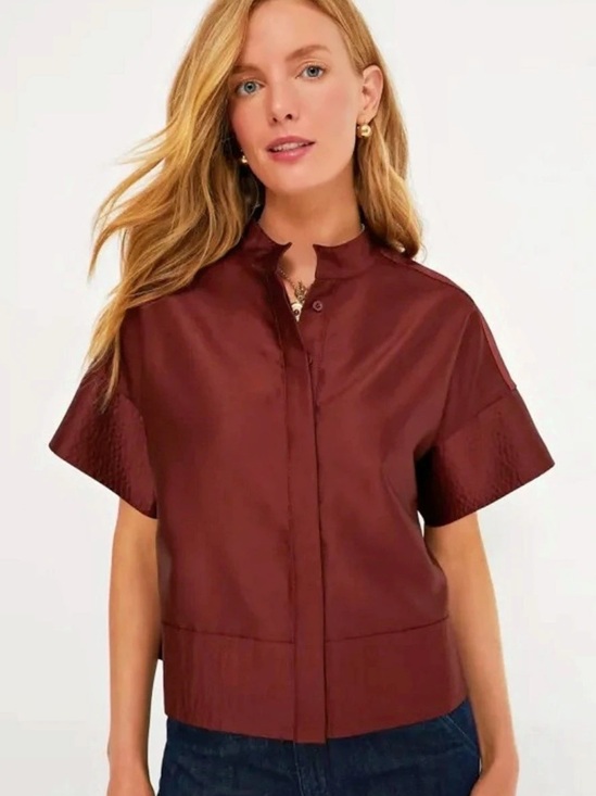 Tuckernuck Tops - TuckerNuck Short Sleeve Utility Jacket Burgundy Medium